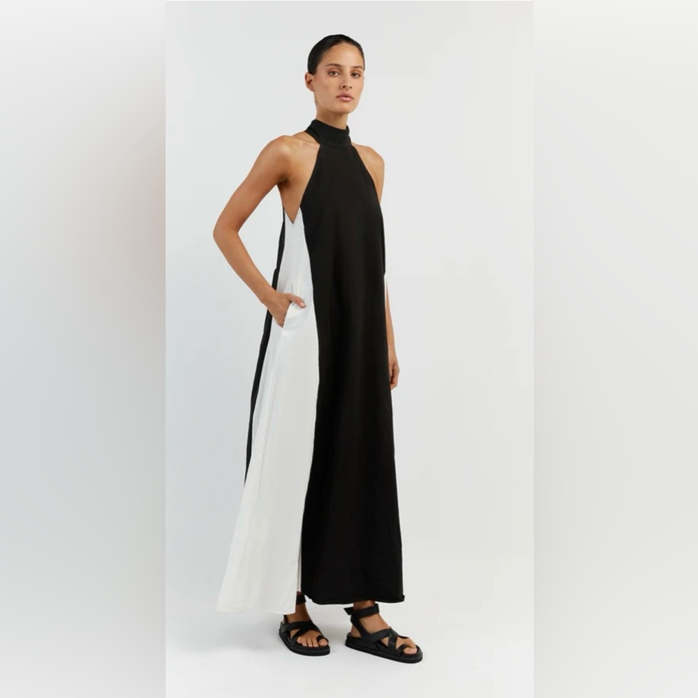Dissh Australia New With Tags Cotton Two Tone Midi Halter Dress